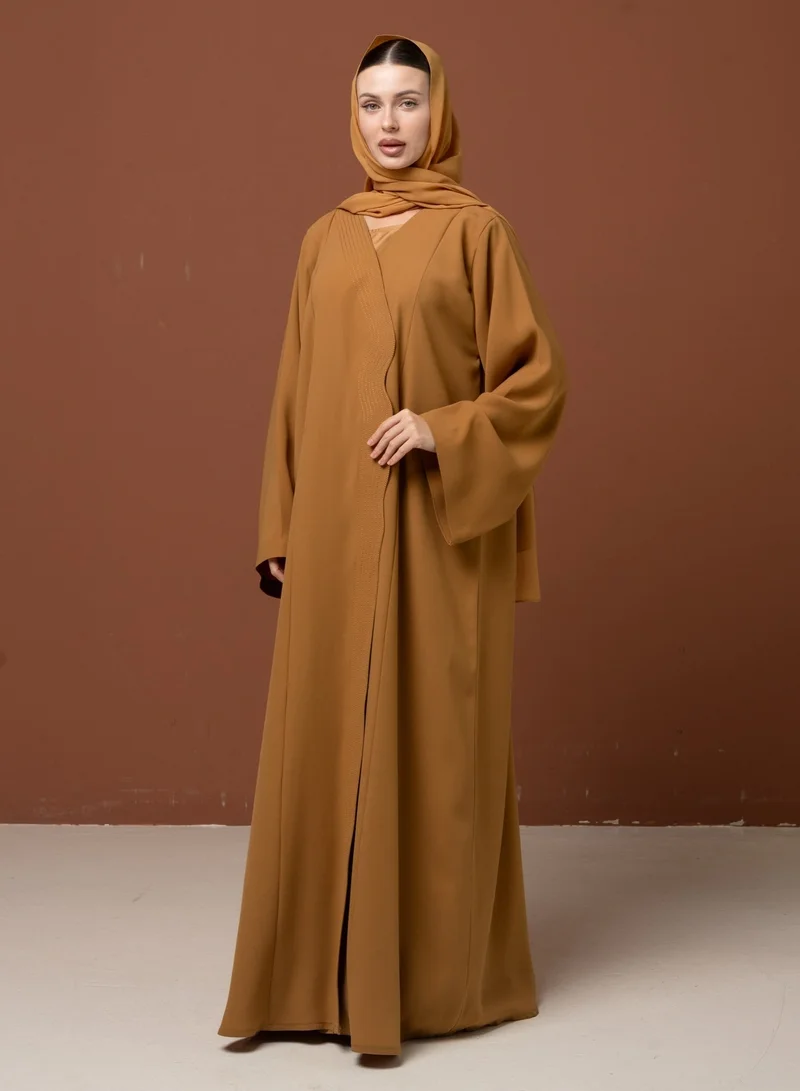 Meem by Mariyah Front open abaya with sheila